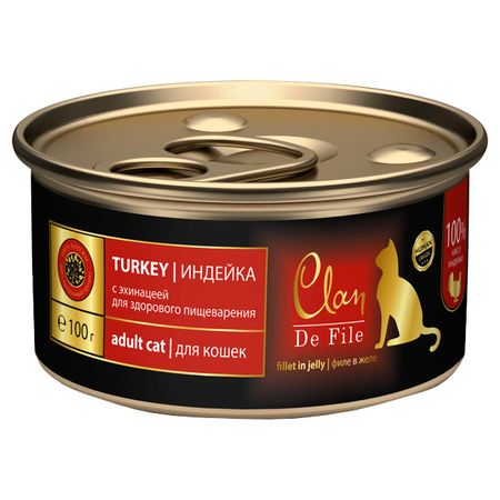 корм для кошек CLAN De File с индейкой банка 100г