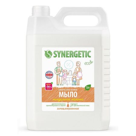 мыло жидкое SYNERGETIC Миндальное молочко 5л пирожное миндальное акульчев макаронс со вкусом фисташки 60 г