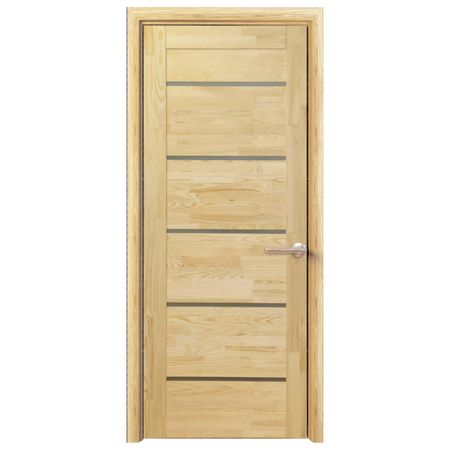 полотно дверное РЖЕВДОРС Eco 9001 ПО 600мм массив сосны без покрытия стекло матовое закаленное искусственные ветки сосны