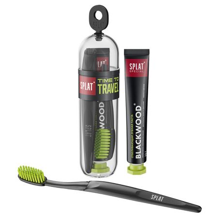 набор SPLAT: паста зубная Черное дерево 25мл + щетка зубная Travel medium пародонтоцид зубная паста 50 мл