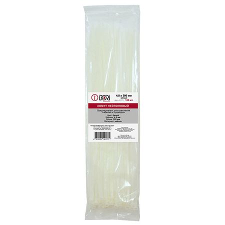 стяжка кабельная DORI 4,8х300 мм 100шт белый