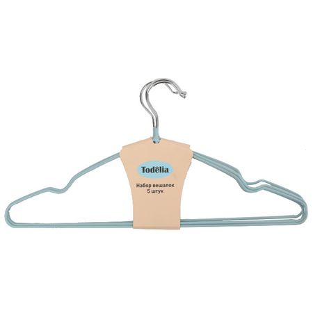 набор вешалок TODELIA 5шт 40см универсальные для легкой одежды металл с ПВХ покрытием мятный крючки для вешалок пластиковые металл 30 шт