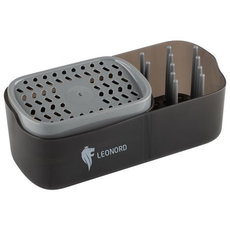 дозатор для жидкого мыла LEONORD Sauber 300мл с подставкой для губки пластик ерш для туалета leonord tanger 38см серый пластик тпр