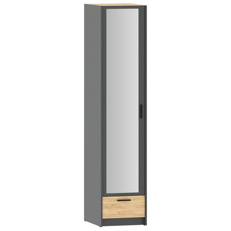 шкаф Оттавия 1 дверь и 1 ящик 482х590х2204мм антрацит/дуб крафт золотой стол туалетный оттавия 900х400х796мм антрацит дуб крафт