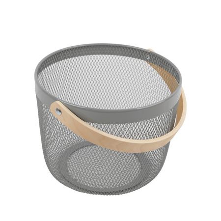 корзина TODELIA Netty 250х245х185мм с ручкой металл/дерево серый корзина todelia netty 250х245х185мм с ручкой металл дерево белый