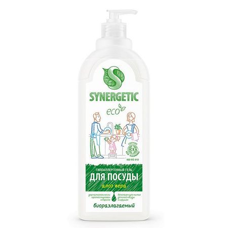 средство для посуды SYNERGETIC Алоэ вера гель 1л средство для посуды sola eco алоэ вера и огурец гель 500мл