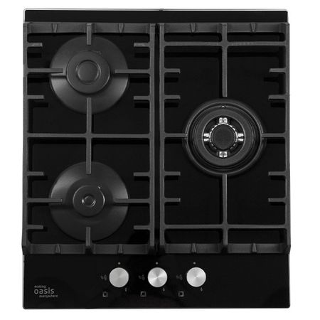 поверхность газовая OASIS P-3GBT 3 конфорки закаленное стекло/чугун черный защитная пленка для экрана закаленное стекло для renault koleos 2017 2018 2019 автомобильное радио gps навигация