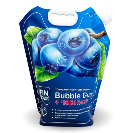автоочиститель стекол FIN TIPPA Bubble Gum черника летний 3л дой-пак