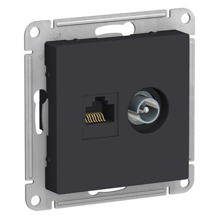 розетка двойная телевизионная и компьютерная Atlas Design RJ45 категория 5е карбон