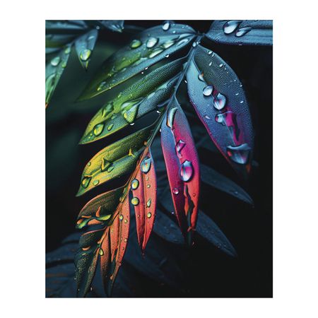 картина на холсте Неоновые листья 3 400х500мм
