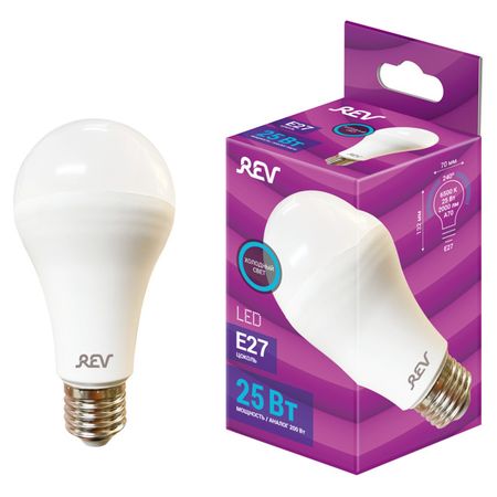 лампа светодиодная REV 25Вт E27 2000Лм 6500K A70 груша лампа светодиодная эра 20вт g13 2000лм 6500k 1200мм трубка