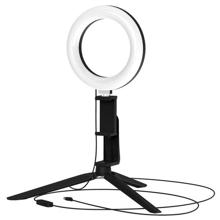 лампа настольная светодиодная GAUSS  кольцевая 10Вт LED 600Лм 3000-6500K 5В USB IP20 пульт  черный kaisi ультратонкая кольцевая лампа для микроскопа