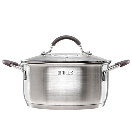 кастрюля TALLER Lira 2,8л 20см нерж.сталь стеклянная крышка индукция посуды mallony mediano 6 предм 1 9 2 6 3 6л 16 18 20см нерж индукция