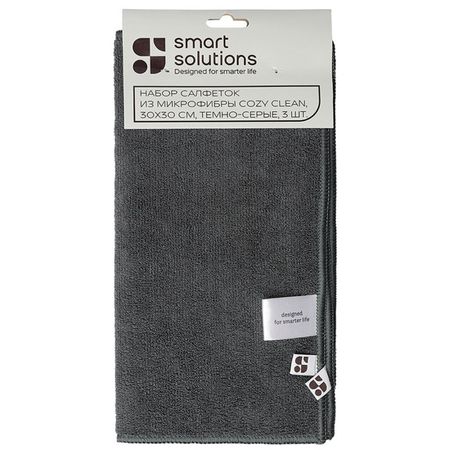 набор салфеток SMART SOLUTIONS Cozy Clean 3шт 30х30см микрофибра темно-серые