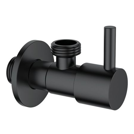 кран угловой LEDEME LH507B-1/2 НР/НР нерж сталь с отражателем черный кран угловой ledeme l70507c нр нр нерж   с отражателем   синий