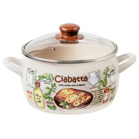 кастрюля METROT Чиабатта 2,4л 16см эмал.сталь с крышкой ковш metrot одуванчик 1 6л 16см эмал   без крышки