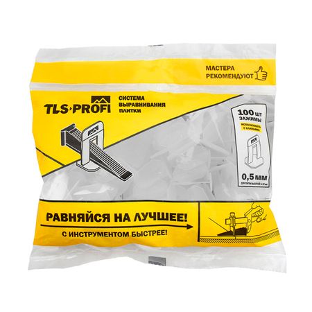 зажимы для выравнивания плитки TLS 0,5мм 100шт зажимы для выравнивания плитки tls 1мм 100шт