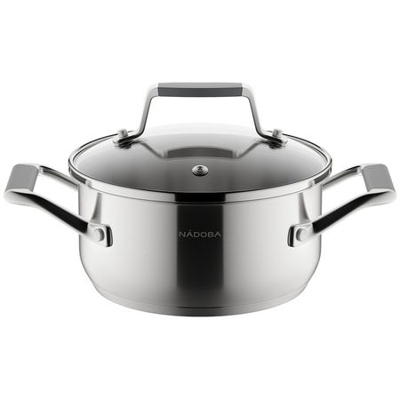 кастрюля NADOBA Odri 1,4л 16см нерж.сталь стеклянная крышка индукция
