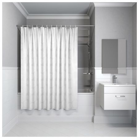 занавеска для ванной комнаты IDDIS Base 200х180см полиэстер белая с кругами шифоновая занавеска glsue белая