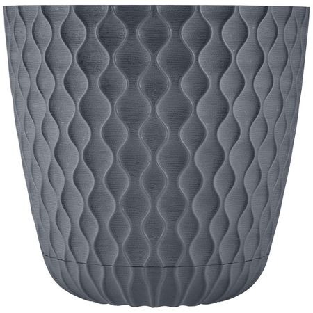 горшок для цветов InGreen Wave с дренажной сеткой и съемным поддоном 10л d270мм вулканический серый горшок для ов ingreen wave с дренажной сеткой и съемным поддоном 2 5л d175мм вулканический серый