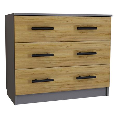 комод 3 ящика 885х426х726мм ЛДСП графит/дуб крафт золотой тумба лофт 800х355х450мм дуб крафт лдсп