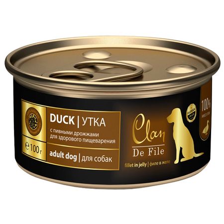 корм для собак CLAN De File с уткой банка 100г сухие корма farmina вет корма для собак при мкб струвитного типа 2 кг