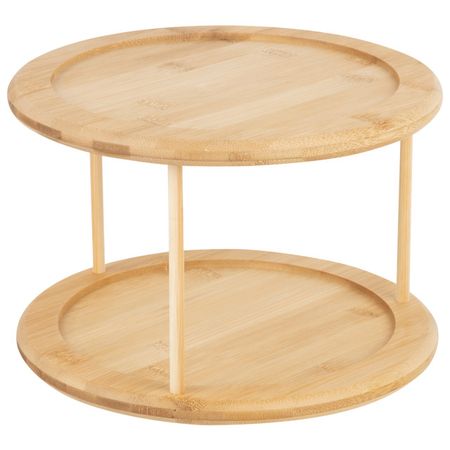 полка для специй MALLONY Bambu 2 яруса 25x17см вращающаяся бамбук бежевый деревянный контейнер для специй