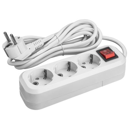 удлинитель ОНЛАЙТ 3м 3-местный с/з с выкл. IP20 16А белый удлинитель navigator compactline в корпусе пвс б з с выкл ip20 2х0 75мм 6a 10м