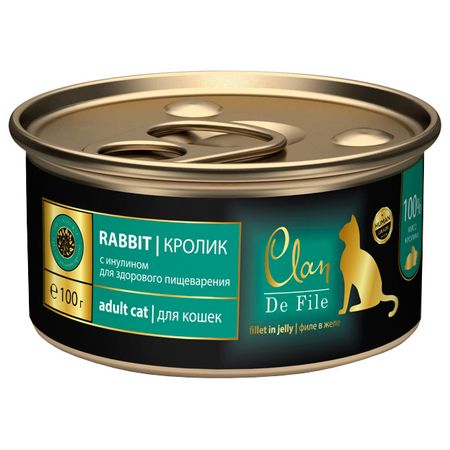 корм для кошек CLAN De File с кроликом банка 100г