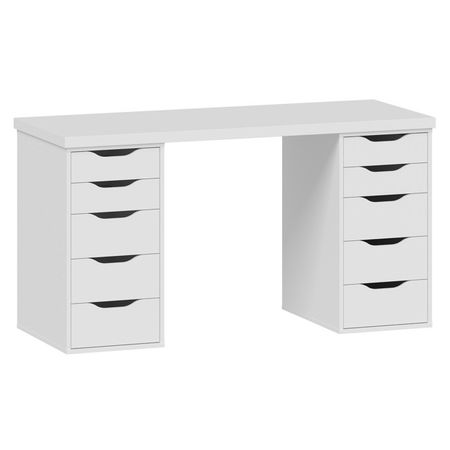 стол письменный Ингар 2/55 1400x750x550мм тамбурат белый комод ингар 5 360x710x530мм лдсп белый