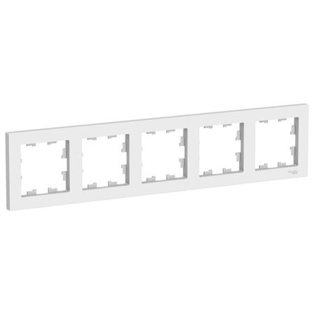 рамка 5 постов Atlas Design белый розетка 1 пост atlas design с з со шторками белый
