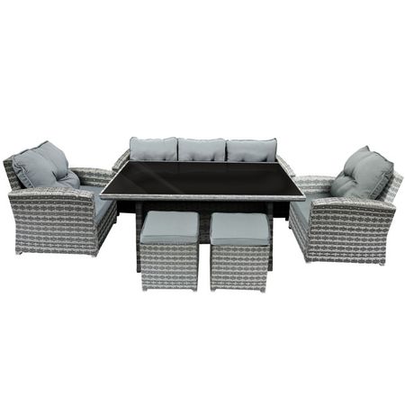 комплект мебели Флорина искусственный ротанг (диван, 2 кресла, 2 пуфика, стол) для офисного кресла wanerqu