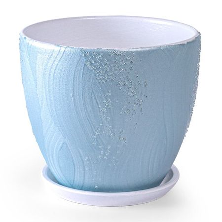 горшок керамический с поддоном Фрост 2,5л d18 h16см  серо-голубой