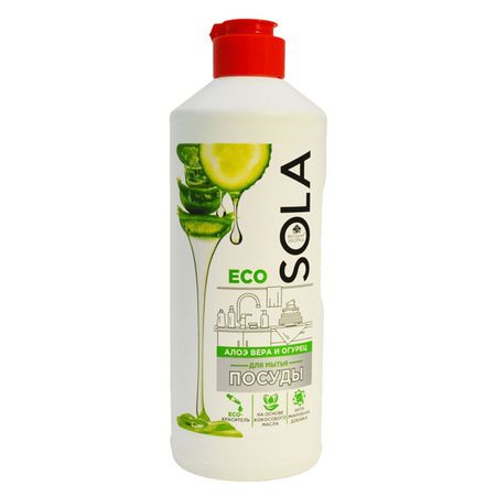 средство для посуды SOLA Eco Алоэ вера и Огурец гель 500мл средство для посуды prosept cooky apple гель 500мл концентрат