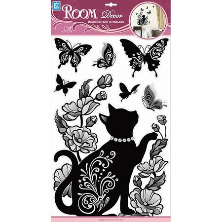 наклейка ROOMDECOR Кошечка в бусах 32х50см, арт.RCA 7513 наклейка roomdecor анемон 32х50см арт rka 9306 вк