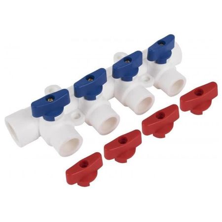 коллектор полипропиленовый 4 выхода TEBO 32x20мм 3 шт шариковые ручки zebra a1 a2 0 7 мм чёрные синие красные