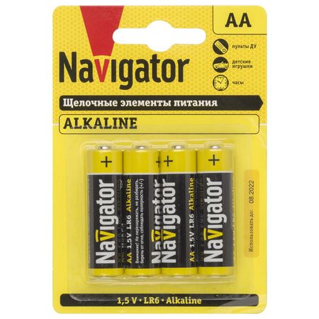 батарейка NAVIGATOR АА алкалиновая 4 шт батарейка navigator high power аа алкалиновая 12шт