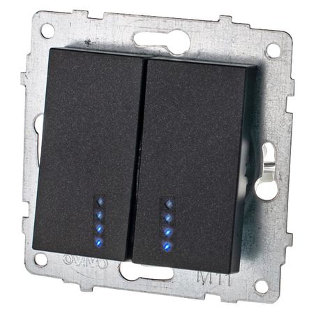 выключатель 2-клавишный OVIVO Лофт с индикацией черный выключатель 1 клавишный ovivo loft
