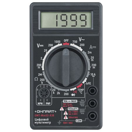 мультиметр ОНЛАЙТ 6LR61 цифровой 8 функций с измерением температуры черный мультиметр navigator 6lr61 цифровой 8 функций оранжевый