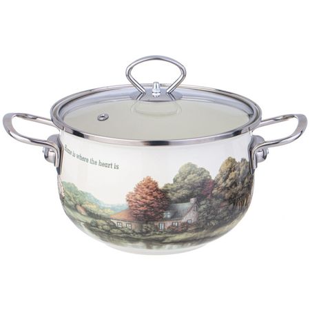 кастрюля AGNESS Family House 2,8л 20см эмал.сталь с крышкой