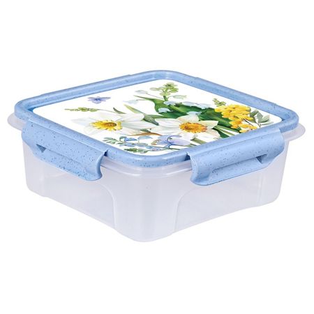 контейнер для продуктов ПОЛИМЕРБЫТ Весенний сад 0,6л 12,5х12,5х6,5см 4 замка квадратный пластик подставка для украшений вещицы африка 12 5х12 3х19см полирезин