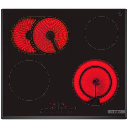 поверхность электрическая BOSCH PKN651FP2E 59см 4 конфорки черный плита электрическая hotpoint ariston hs6v5phw 4 конфорки 60х60 см белая