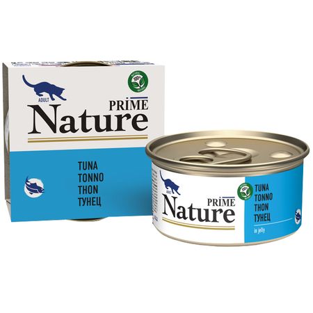 корм для кошек PRIME Nature тунец в желе банка 85г консервы паучи cesar влажный корм cesar для взрослых собак жаркое с уткой в желе 85 г
