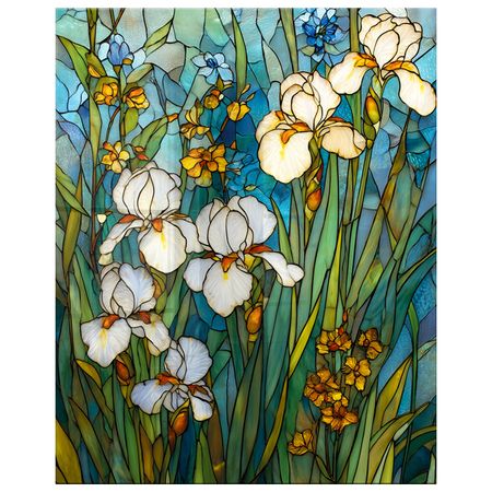 картина на стекле БЕЛЫЕ ИРИСЫ 400х500мм cetant настенные светильники оранжевые белые стекло