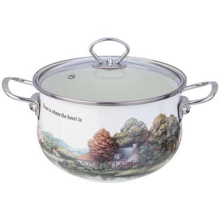 кастрюля AGNESS Family House 3,8л 22см эмал.сталь с крышкой