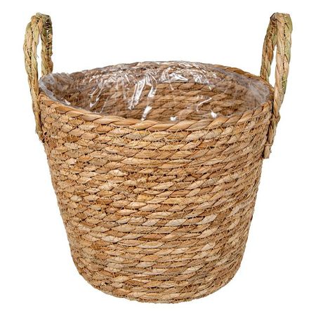 кашпо плетеное с ручками Сафари 7,5л d26,5см h23см рогоз, полипропилен натуральный