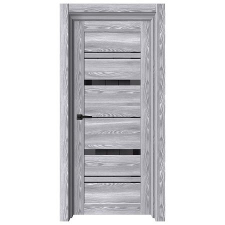 полотно дверное Х32 Ривьера грей стекло черное 200х80см