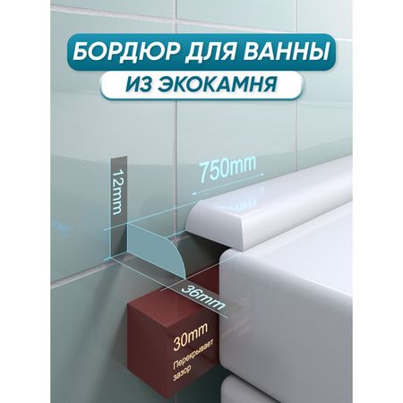 бордюр акриловый для ванны BNV ПШ36 75см универсальный белый