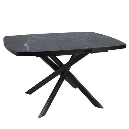 стол обеденный раздвижной НЕКСТ 1000(1300)х1000х750мм мрамор анкара/черный муар HPL/металл
