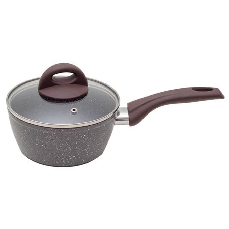 ковш MOULIN VILLA Brownstone 1,2л 16см антипр.покр. кован.алюм. стеклянная крышка индукция ковш walmer stonehenge 1 3л 16см алюминий стекл крышка индукция